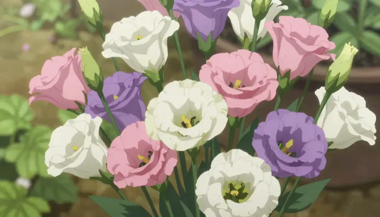 Visual representation of "lisianthus" - A flowering plant known for its attractive, rose-like blooms, commonly used in gardening and floral arrangements.