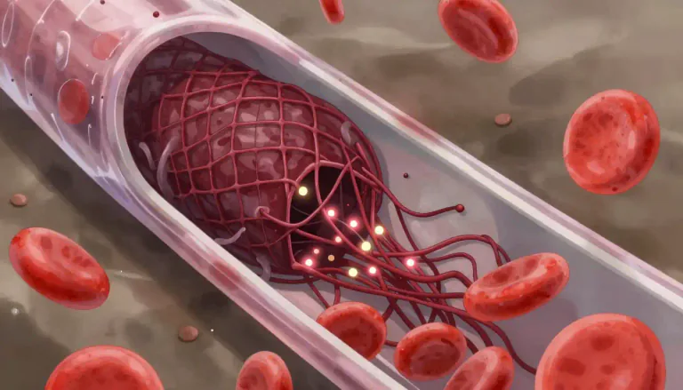 Visual representation of "fibrinolytic" - Relating to the dissolution of fibrin in blood clots.