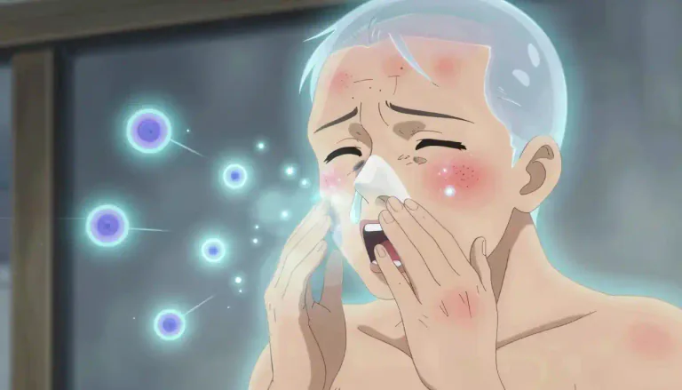 Visual representation of "histamine" - Histamine is a biochemical compound related to immune responses and allergic reactions, which can cause symptoms such as itching, swelling, and runny nose.