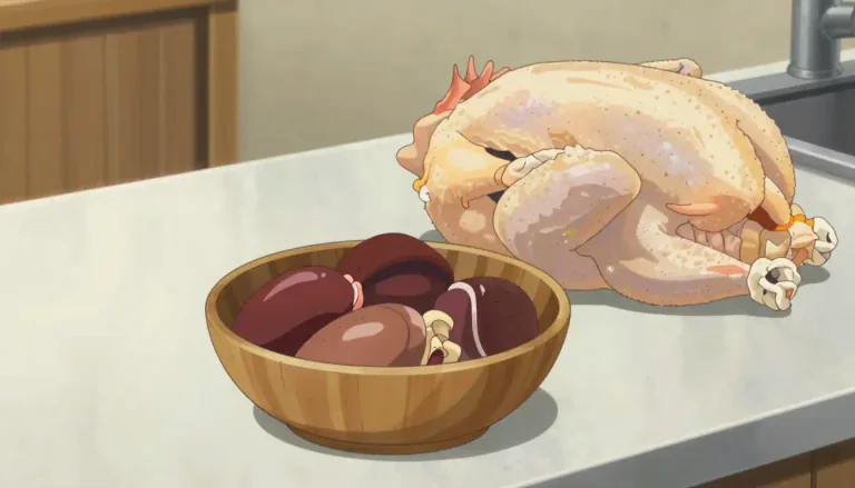 Visual representation of "giblet" - Giblets are the edible organs of poultry, particularly the liver, heart, and gizzard.