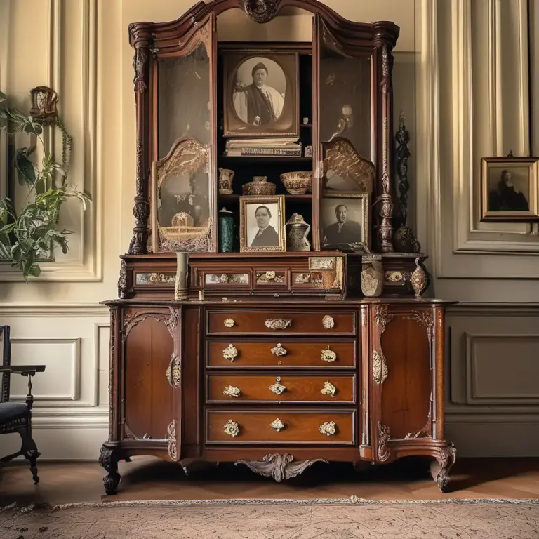 Visual representation of "commode" - A low cabinet or similar piece of furniture, often highly ornamental, containing drawers or shelves.