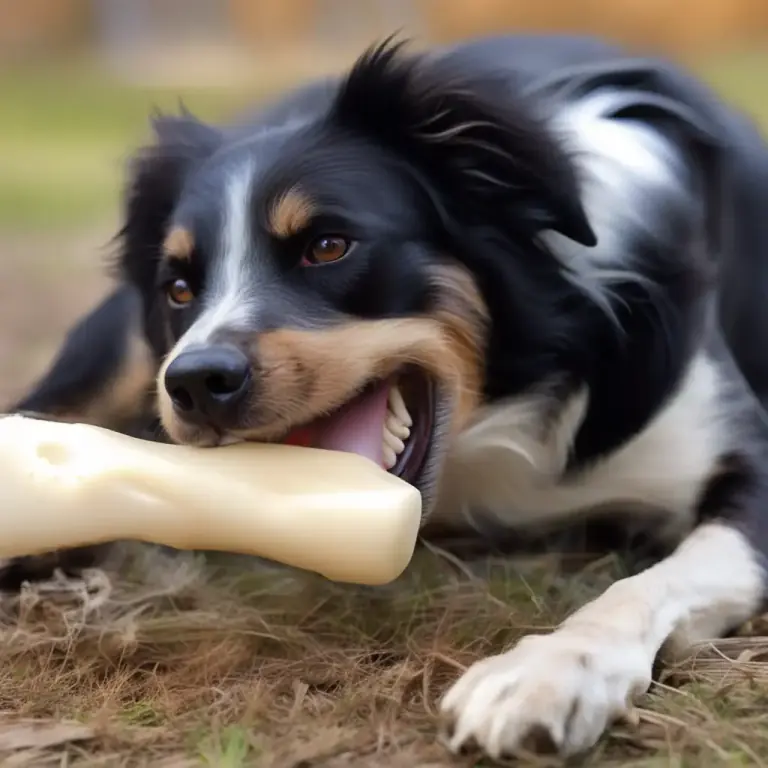 Visual representation of "rawhide" - A tough, hard chew toy for dogs made from rawhide.