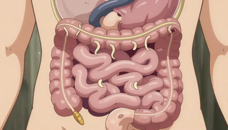 Visual representation of "hookworm" - A hookworm is a type of small parasitic worm that lives in the intestines of humans and animals, causing health issues.