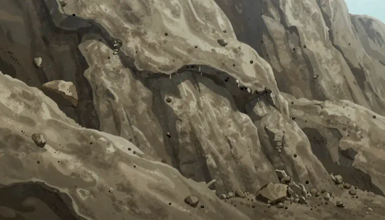 Visual representation of "mudstone" - A type of sedimentary rock that is composed of mud and is typically soft and crumbly.