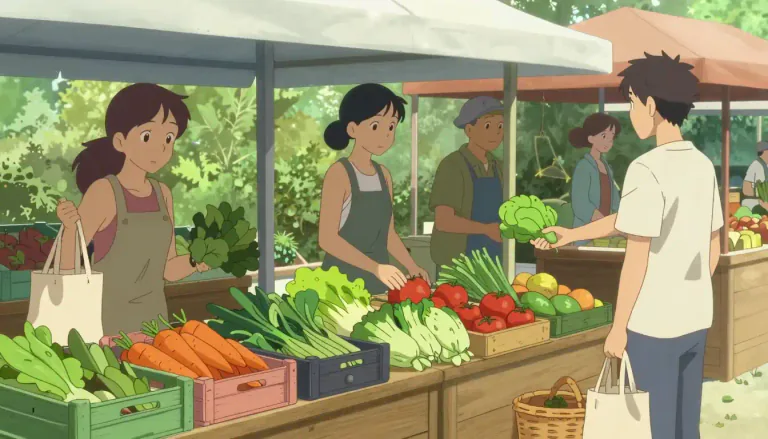 Visual representation of "greenmarket" - A market where farmers and vendors sell fresh and local produce directly to consumers, often emphasizing organic and sustainable practices.