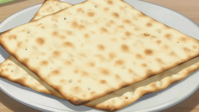 Visual representation of "matzo" - A type of unleavened bread traditionally eaten by Jewish people during Passover.