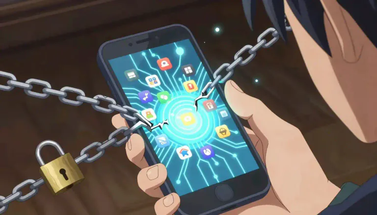 Visual representation of "jailbreak" - The act of removing restrictions from a device, typically a smartphone, allowing the installation of software not authorized by the manufacturer.