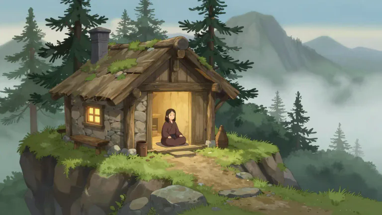 Visual representation of "hermitage" - A place where a person lives in isolation, often for religious reasons