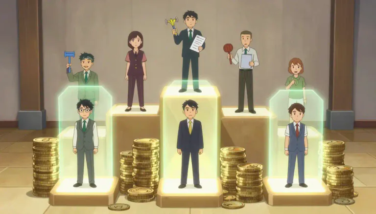 Visual representation of "paygrade" - A predefined level of compensation associated with a job or position within an organization.