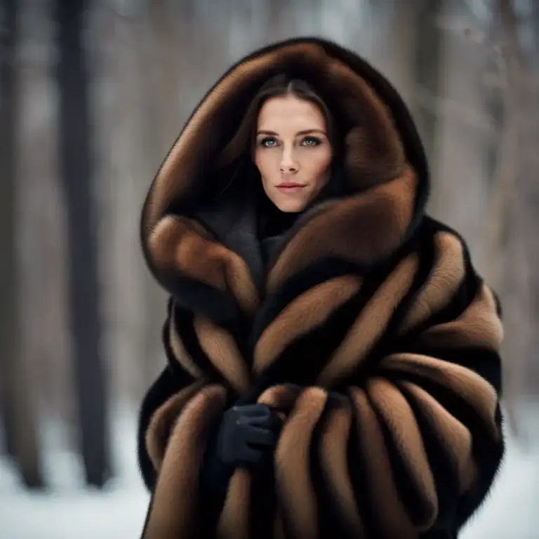 Visual representation of "sable" - The fur of the sable mammal, usually used in making coats or trimmings.