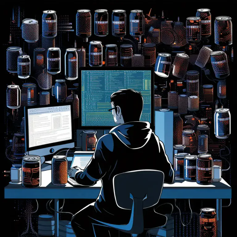 Visual representation of "caffeine" - Used in programming to represent continuous work without breaks.