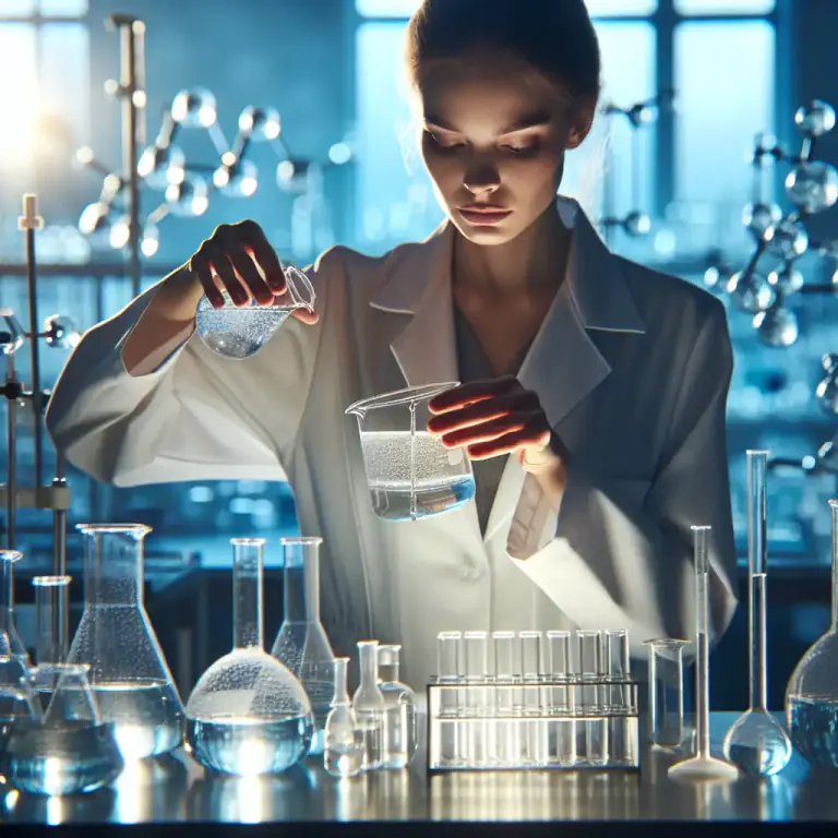 Visual representation of "chlorinate" - To treat or combine a substance with chlorine, generally in a chemical process.