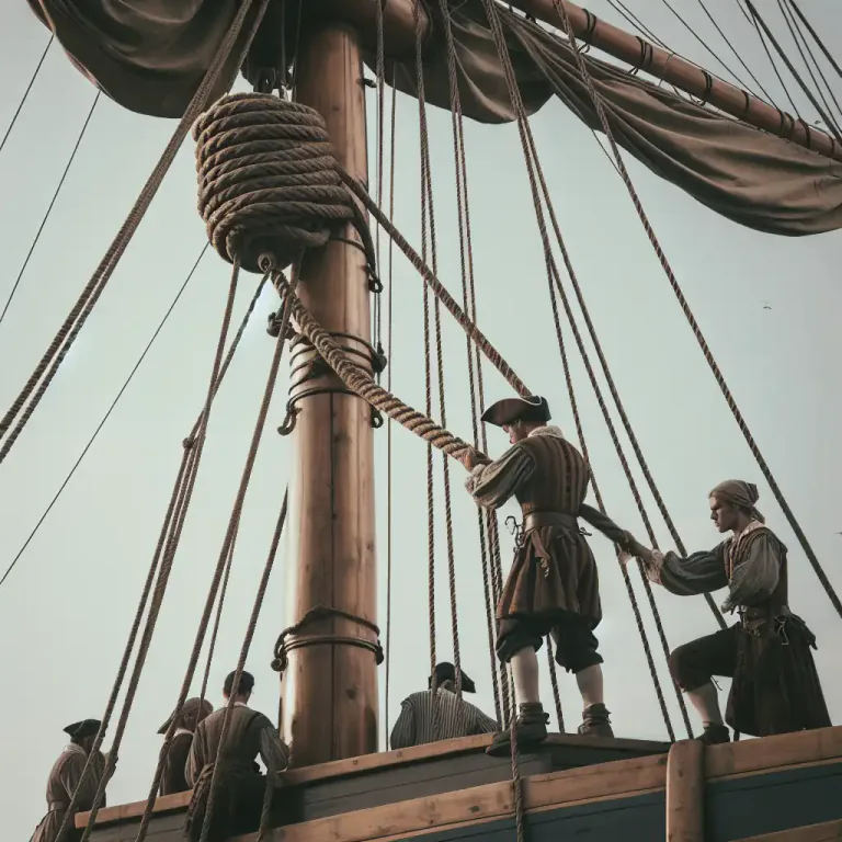 Visual representation of "mainstay" - In sailing, it's a big rope that holds the mast upright
