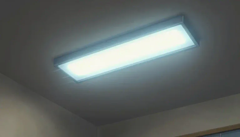 Visual representation of "fluorescent" - A fluorescent object or light is one that emits light when it is exposed to radiation or electrical current.