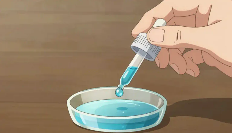 Visual representation of "eyedropper" - A small tube with a rubber bulb at one end, used to suck up liquid and release it drop by drop.