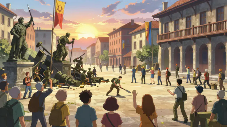 Visual representation of "revolutionary" - Relating to or causing great changes in something such as a county's ruling government, social rules, or conditions.