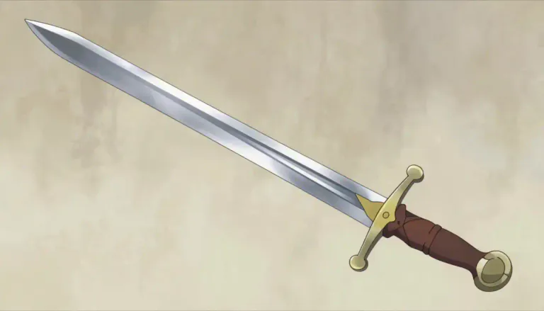 Visual representation of "falchion" - A falchion is a type of one-edged sword with a curved blade, similar to a sabre, used in the past.