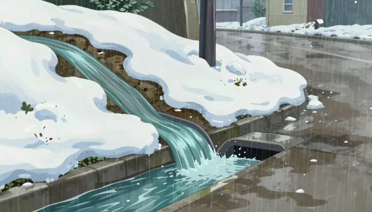 Visual representation of "stormwater" - Stormwater is the runoff water that occurs when precipitation from rain or snowmelt flows over the ground.