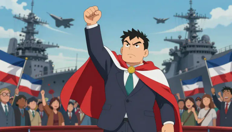 Visual representation of "jingoistic" - Extremely patriotic, especially supporting war or aggressive foreign policy, sometimes to the point of being unreasonable