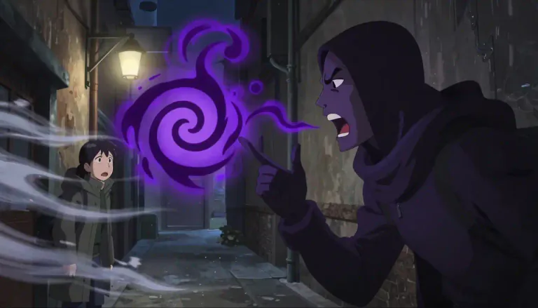 Visual representation of "curse" - A word or phrase spoken to bring bad luck or harm to someone
