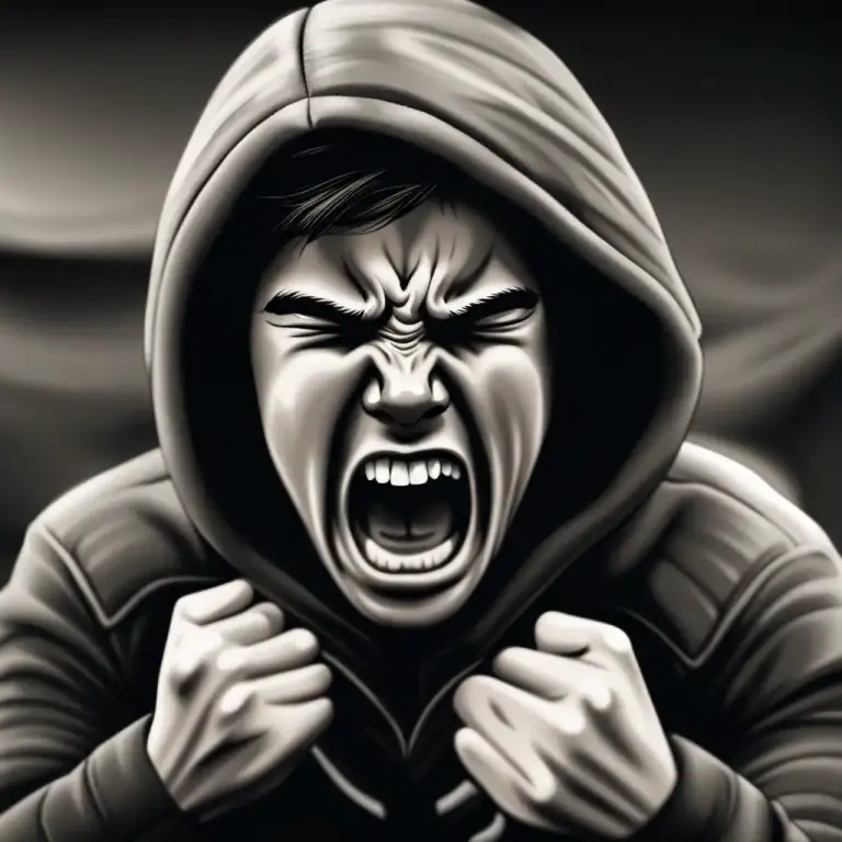 Visual representation of "grit your teeth" - To clench your teeth together tightly, usually because of anger or pain