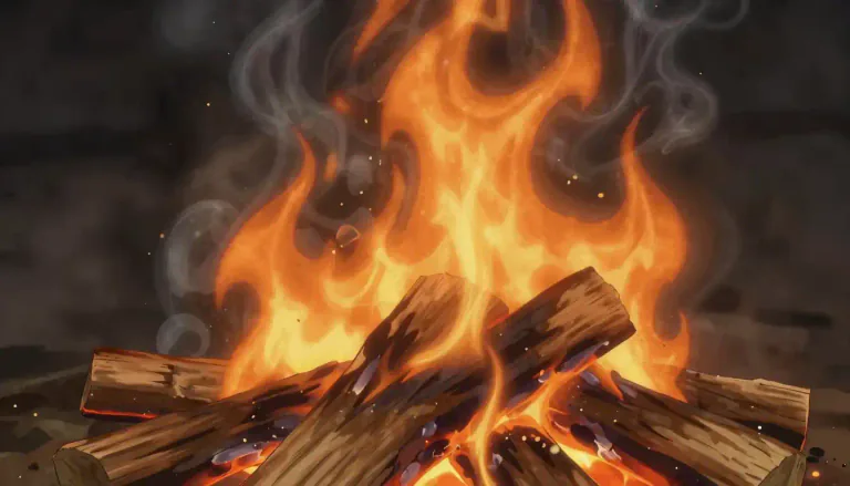Visual representation of "burn" - To produce flames and heat while being consumed by fire.