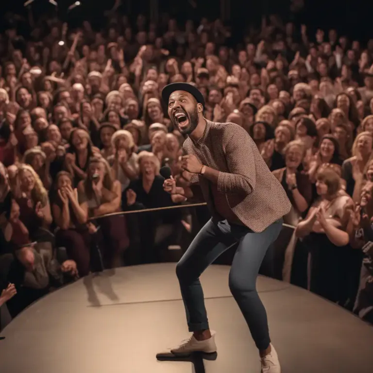 Visual representation of "bring the house down" - To make a group of people or audience react very enthusiastically, especially by laughter or applause.