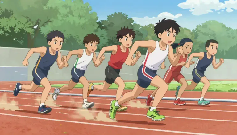Visual representation of "footrace" - A race in which participants run against each other over a set distance.