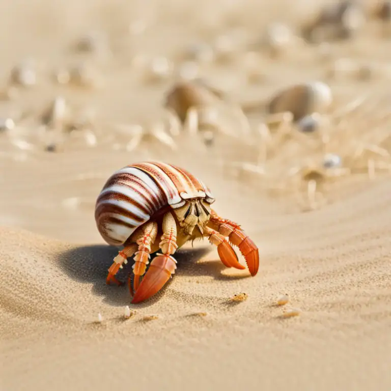 Visual representation of "hermit" - A type of small crab that uses empty shells as its home