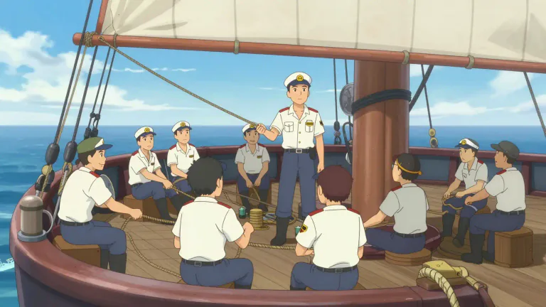 Visual representation of "crew" - A group of people who work together, especially on a ship or aircraft.