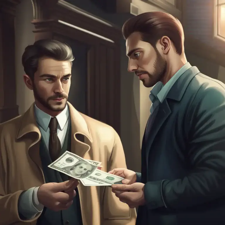 Visual representation of "pay off" - To give money to someone so that they do not cause trouble or reveal secret information
