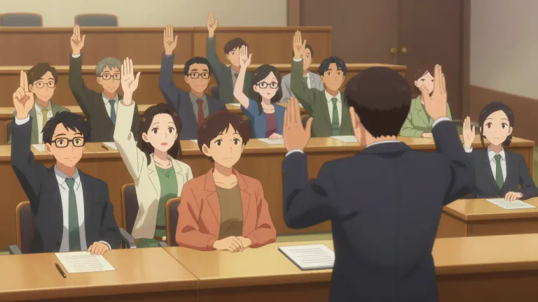 Visual representation of "yea" - An affirmative vote or voter.