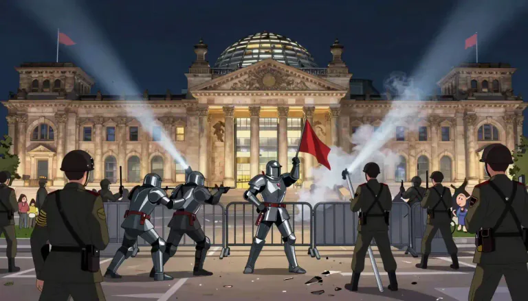 Visual representation of "putsch" - An attempted coup d'état.