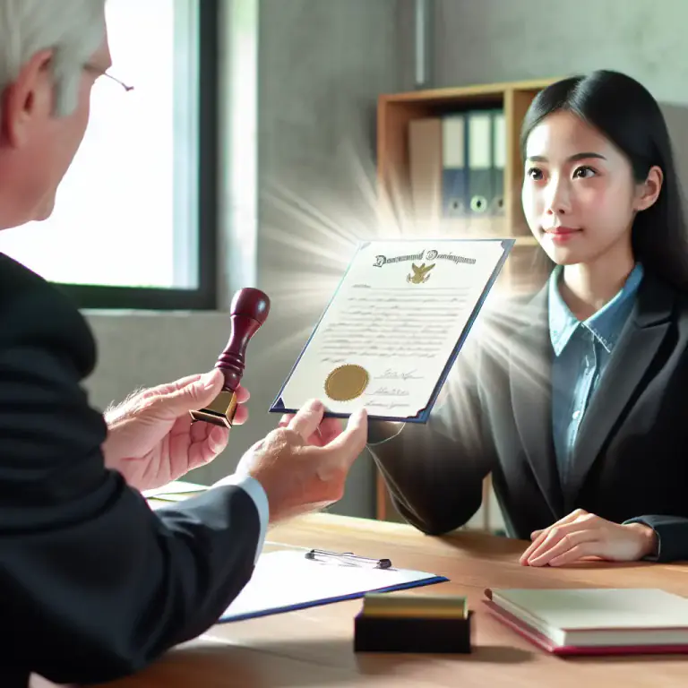 Visual representation of "legalization" - Authority that's given to a document, like a public or official recognition.