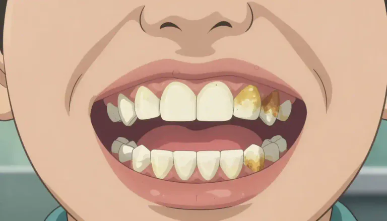 Visual representation of "fluorosis" - A dental condition where excessive fluoride consumption leads to mottled enamel on teeth.