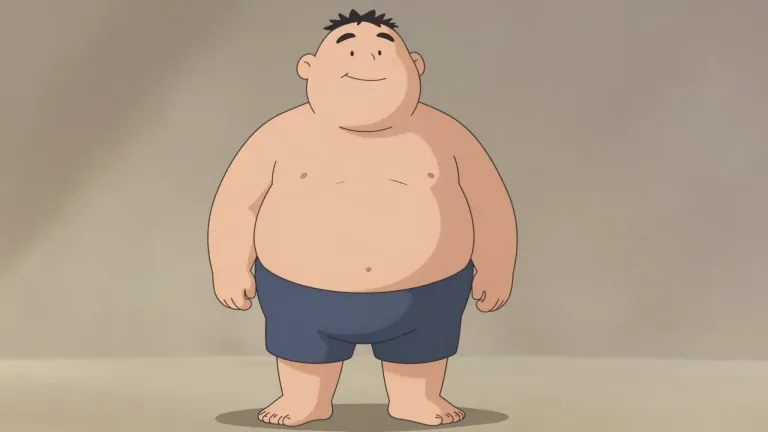 Visual representation of "endomorph" - A person with a fat and round body, as per body type classification.