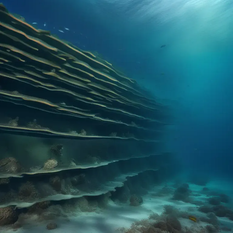 Visual representation of "shelf" - The bed of a sea or lake, that is gradually elevating.