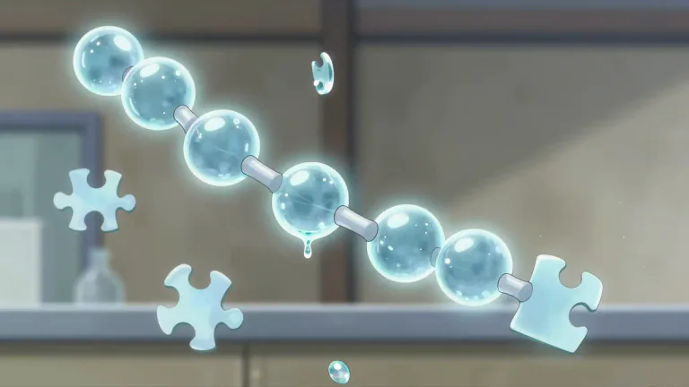 Visual representation of "hydrolyzed" - The process by which a compound is broken down into smaller units through the reaction with water.
