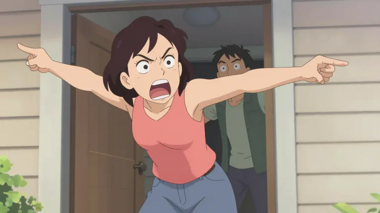 Visual representation of "virago" - A loud, angry, and overly assertive woman