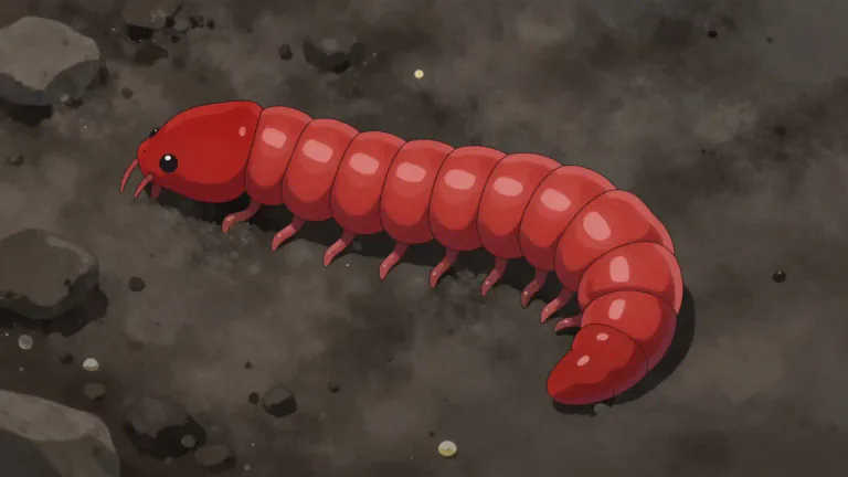 Visual representation of "bloodworm" - A type of larval worm that is bright red in color, commonly used as bait for fishing.