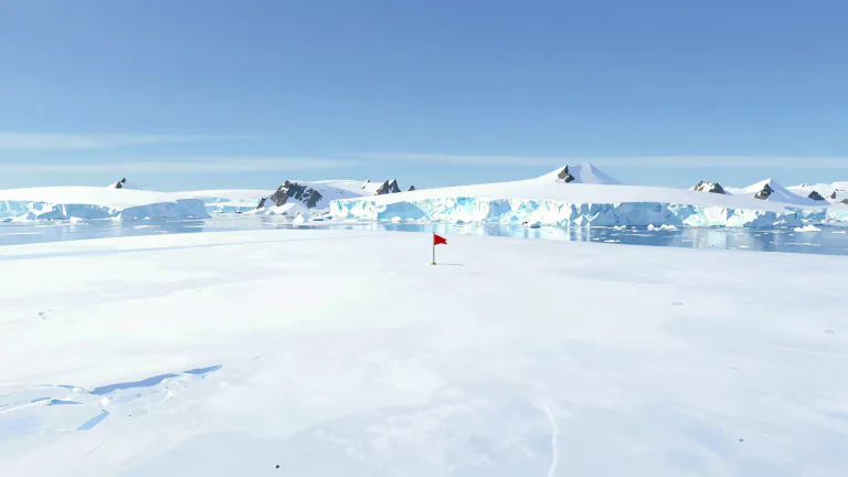 Visual representation of "antarctica" - The southernmost continent on Earth, largely covered by ice, which contains the geographic South Pole.