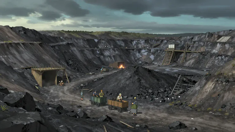 Visual representation of "coalfield" - A coalfield is a region with deposits of coal that can be mined.
