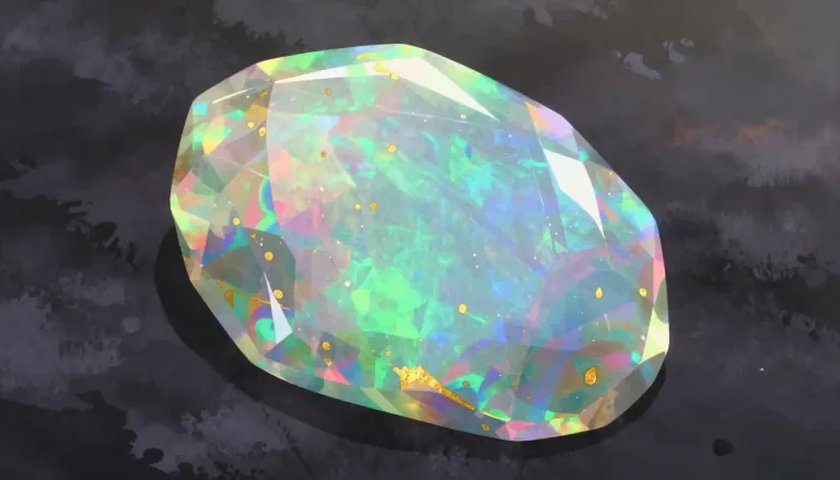 Visual representation of "opal" - A type of precious gemstone that show a play of changing colors when it is viewed from different positions.