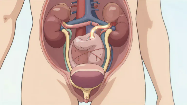 Visual representation of "urogenital" - Relating to both the urinary and reproductive organs or systems in the body.