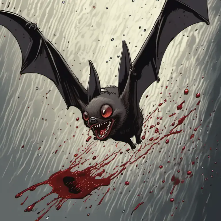 Visual representation of "vampire" - A type of bat that feeds on blood.