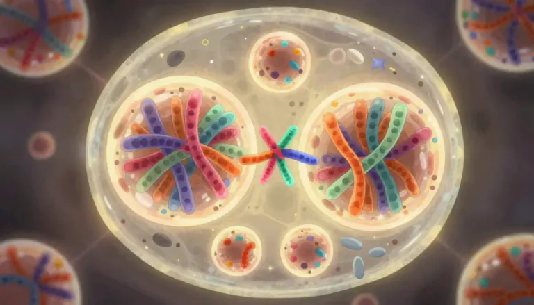 Visual representation of "meiotic" - Relating to meiosis, the process of cell division that reduces the chromosome number by half, producing four gametes, each genetically distinct.