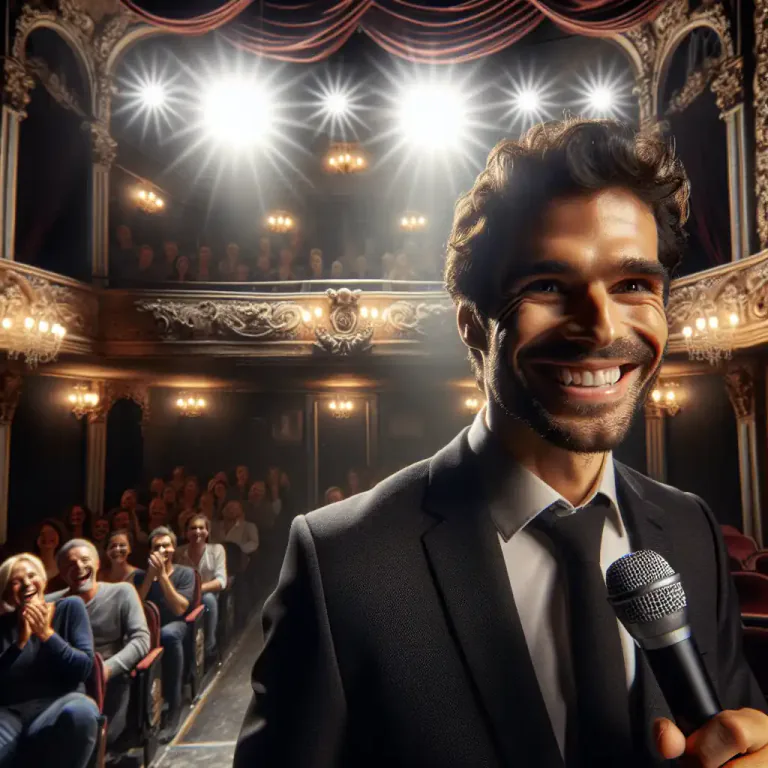 Visual representation of "comedian" - An actor in a comedy performance.