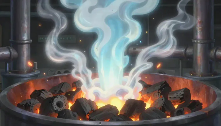 Visual representation of "syngas" - Syngas is a mixture of hydrogen and carbon monoxide that is created through the gasification of carbon-based materials.
