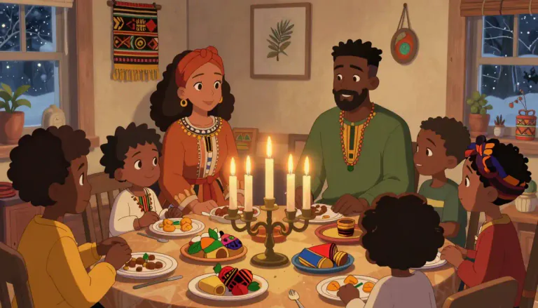 Visual representation of "kwanzaa" - Kwanzaa is a week-long celebration that honors African heritage and culture, observed primarily in the United States.