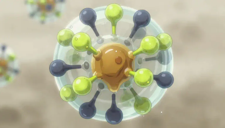 Visual representation of "micelle" - A micelle is a structure formed by surfactant molecules that aggregate to create a spherical arrangement in a liquid, often found in solutions where they help solubilize hydrophobic substances.